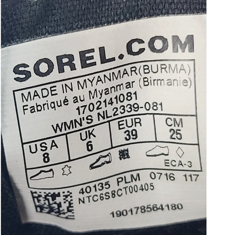 SOREL Solid Fall, Winter Spring Lace Up Waterproof Boots Women Size 8 Gray Black
